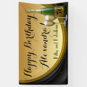 Custom Gold Champagne 50e verjaardag Party Banner (Verticaal)