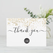 Custom Gold confetti eenvoudige zakelijke klant Bedankkaart (Staand voorkant)
