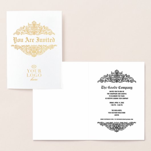 Custom Gold Corporate Elegant Event Uitnodiging (Display)