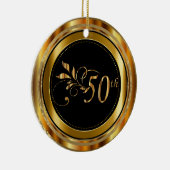 Custom Gold Damask 50th Wedding Jubileum Keramisch Ornament (Rechts)
