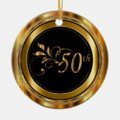Custom Gold Damask 50th Wedding Jubileum Keramisch Ornament (Voorkant)
