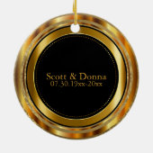 Custom Gold Damask 50th Wedding Jubileum Keramisch Ornament (Achterkant)