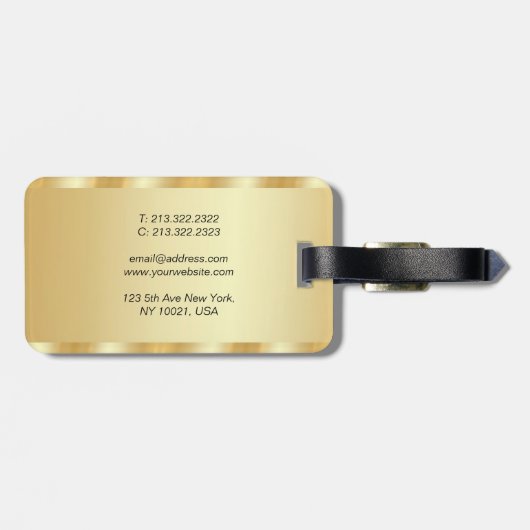 Custom Gold Elegant Script Sjabloon Typografie Bagagelabel (Achterkant horizontaal)