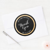 Custom Gold en Black Glitter Bedankt Ronde Sticker (Envelop)