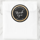 Custom Gold en Black Glitter Bedankt Ronde Sticker (Tas)