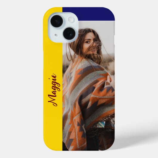Custom Gold en Blue One-Photo iPhone Case (Achterkant)