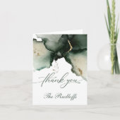 Custom Gold en Sage Green Waterverf Geode Bedankkaart (Voorkant)