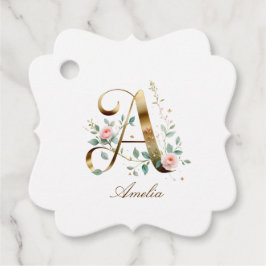 Custom Gold Floral Letter A Fancy Favor Tag Bedankjes Labels