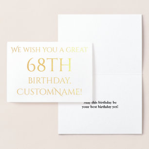 Custom Gold Foil 68e Verjaardag Wenskaart Folie Kaarten
