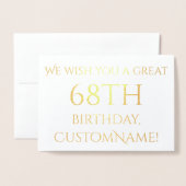 Custom Gold Foil 68e Verjaardag Wenskaart Folie Kaarten (Voorkant met envelop)