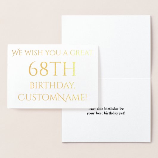 Custom Gold Foil 68e Verjaardag Wenskaart Folie Kaarten (Display)
