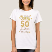 Custom Gold Glitter 50th Birthday Queen Women's T-shirt (Voorkant)