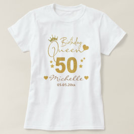 Custom Gold Glitter 50th Birthday Queen Women's T-shirt