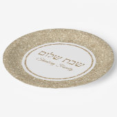 Custom Gold Glitter Hebrew Jewish Shabbat Shalom Papieren Bordje (Gekanteld)