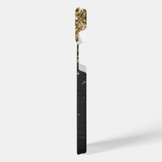 Custom Gold Glitter Zwart Sparkly Monogrammed iPhone Hoesje (Linkerkant)