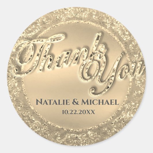 Custom Gold Hartelijk dank Ronde Sticker (Voorkant)