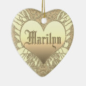 Custom Gold Heart Angel Wings Memorial Keramisch Ornament (Rechts)