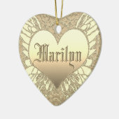 Custom Gold Heart Angel Wings Memorial Keramisch Ornament (Links)