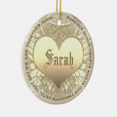 Custom Gold Heart Memorial Keramisch Ornament (Rechts)