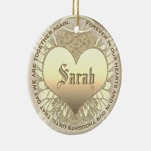 Custom Gold Heart Memorial Keramisch Ornament (Rechts)