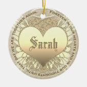Custom Gold Heart Memorial Keramisch Ornament (Voorkant)