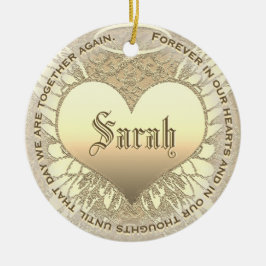 Custom Gold Heart Memorial Keramisch Ornament