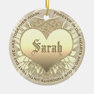 Custom Gold Heart Memorial Keramisch Ornament