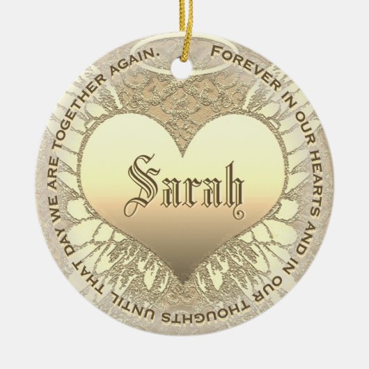 Custom Gold Heart Memorial Keramisch Ornament (Voorkant)