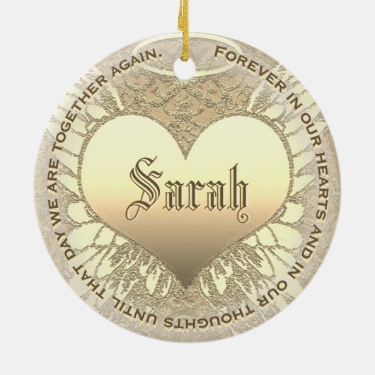 Custom Gold Heart Memorial Keramisch Ornament (Achterkant)