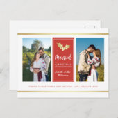 Custom Gold Holly Getrouwd Kerstvakantie Foto Feestdagenkaart (Voorkant / Achterkant)