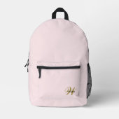 Custom Gold Initial l Feminine Girly Blush Pink Bedrukte Rugzak (Voorkant)