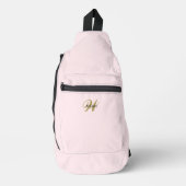 Custom Gold Initial l Girly Clean Blush Pink Sling Bag (Voorkant)