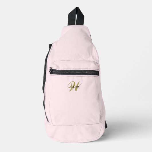 Custom Gold Initial l Girly Clean Blush Pink  Sling Bag (Voorkant)