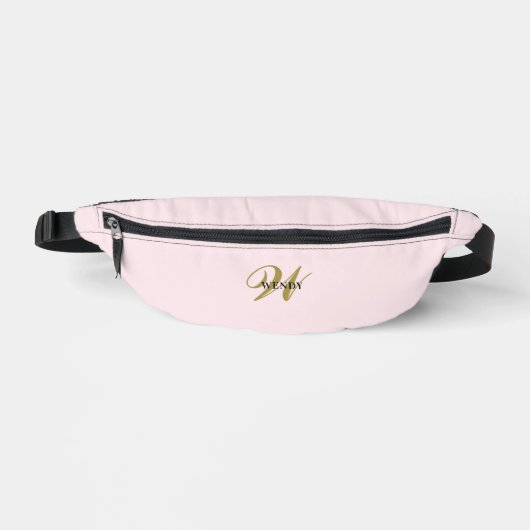 Custom Gold Initial l Stylish Girly Blush Pink  Heuptasje (Voorkant)