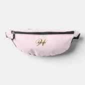 Custom Gold Initial l Stylish Girly Blush Pink  Heuptasje (Liggend)