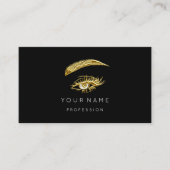 Custom Gold Lashes Brows Makeup Logo Black Visitekaartje (Voorkant)