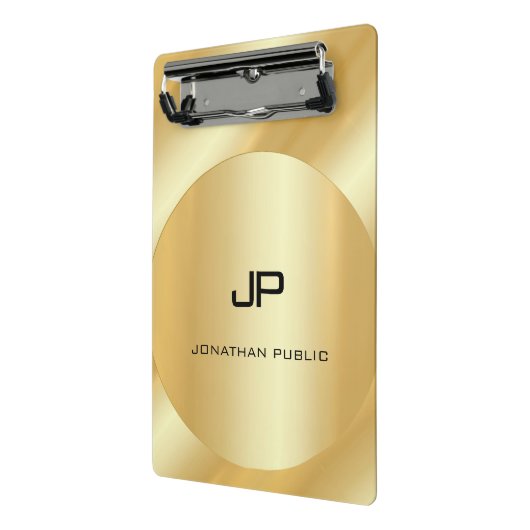 Custom Gold look Elegant Moderne Monogram Sjabloon Mini Klembord (Angled2)