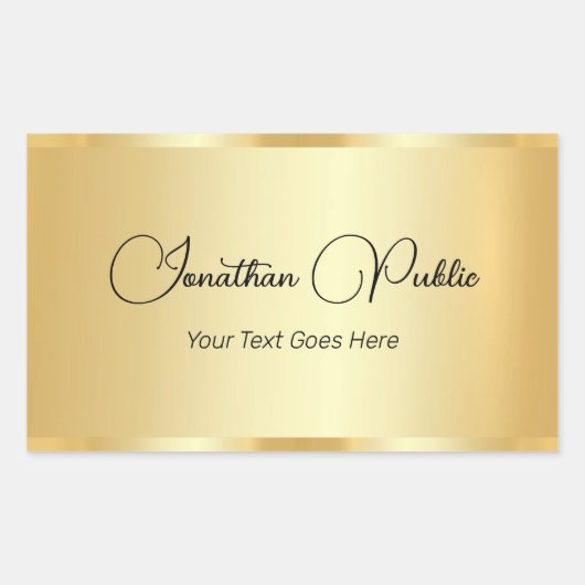 Custom Gold Look kalligrafie handschrift Sjabloon Rechthoekige Sticker (Voorkant)