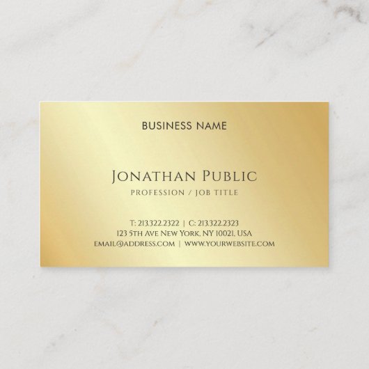 Custom Gold Look minimalistisch trendy Sjabloon lu Visitekaartje (Achterkant)