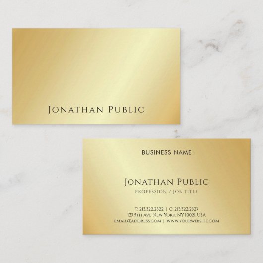 Custom Gold Look minimalistisch trendy Sjabloon lu Visitekaartje (Voorkant / Achterkant)