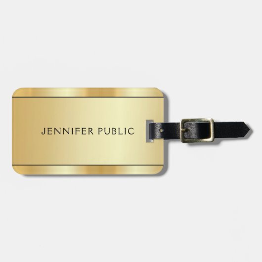 Custom Gold Look Modern Elegant Tweezijdig Bagagelabel (Voorkant horizontaal)