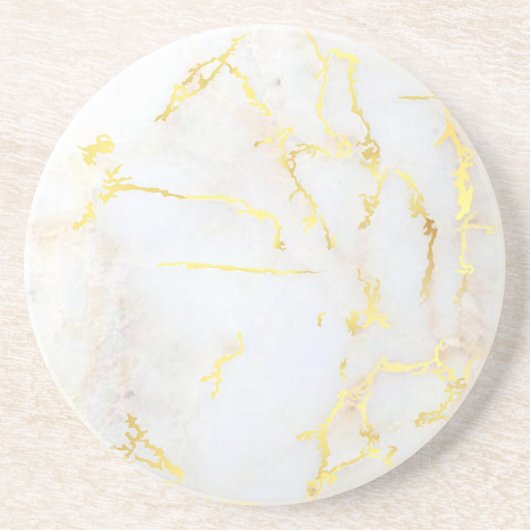 Custom Gold Marble Elegant Trendy Sjabloon Zandsteen Onderzetter (Voorkant)