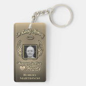 Custom Gold Memorial Wings Add Photo Sleutelhanger (achterkant)