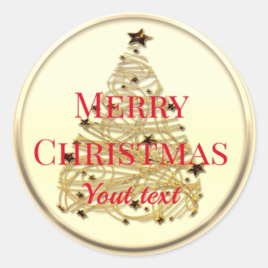 Custom Gold Merry Christmas Classic Ronde Sticker (Voorkant)