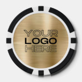 Custom Gold Metal Style Business Logo 100 Numbered Poker Chips (Voorkant)