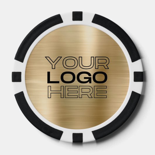 Custom Gold Metal Style Business Logo 100 Numbered Poker Chips (Voorkant)