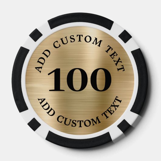 Custom Gold Metal Style Business Logo 100 Numbered Poker Chips (Achterkant)