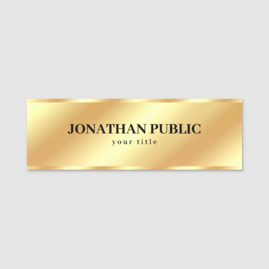 Custom Gold Modern Elegant Template Professional Naamplaatje (Voorkant)