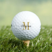 Custom Gold Monogram Initiaal Zwart Naam Golfballen (Insitu Shirt)