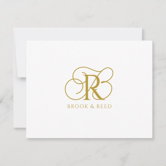 Custom Gold Monogram Initials Couple Names Notitiekaartje (Voorkant)
